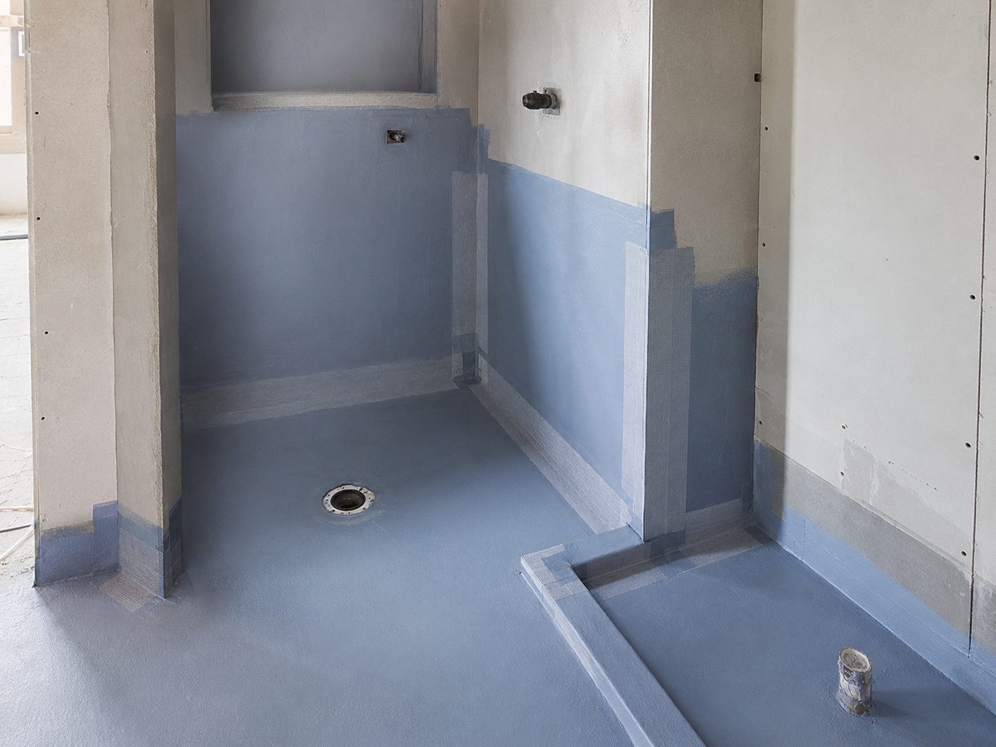 Bathroom waterproofing membrane before tiling